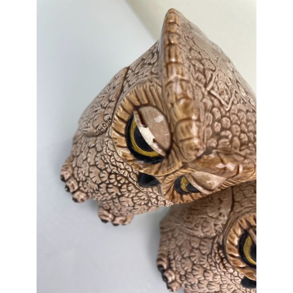 Vintage Sleepy Owl Double Sided Ceramic Salt & Pepper Shakers Large w/ Stoppers - Picture 4 of 12